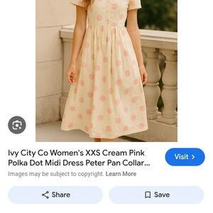 Ivy City Co Cream Pink Polka Dot Midi Dress